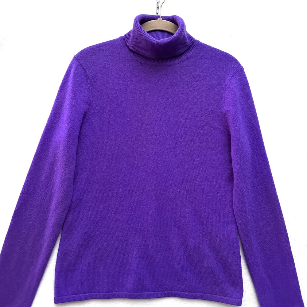 Lord & Taylor M Cashmere Turtleneck Sweater Purple Long Sleeve Knit Top